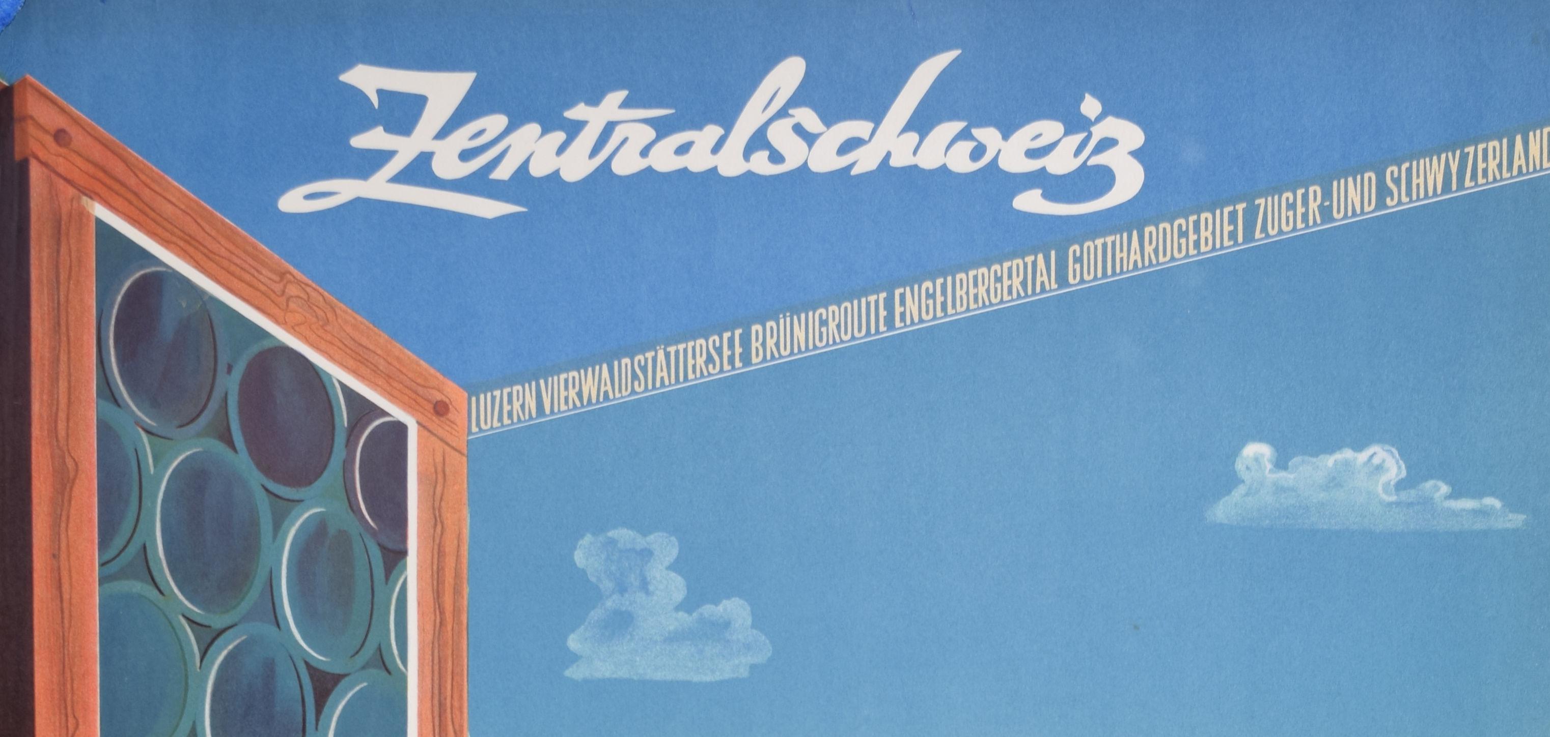 Zentralschweiz Originales Vintage-Reiseplakat der Schweiz, 1950er Jahre, Schweiz, von Hans Schilter im Angebot 1