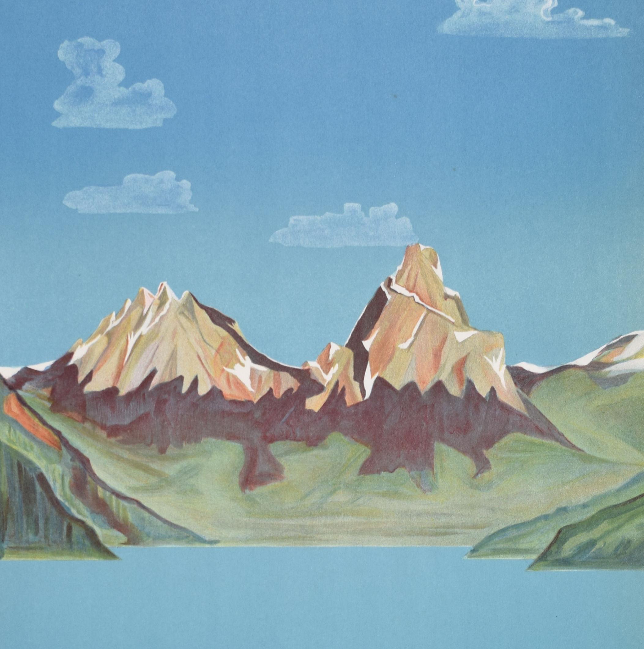 Zentralschweiz Originales Vintage-Reiseplakat der Schweiz, 1950er Jahre, Schweiz, von Hans Schilter im Angebot 3