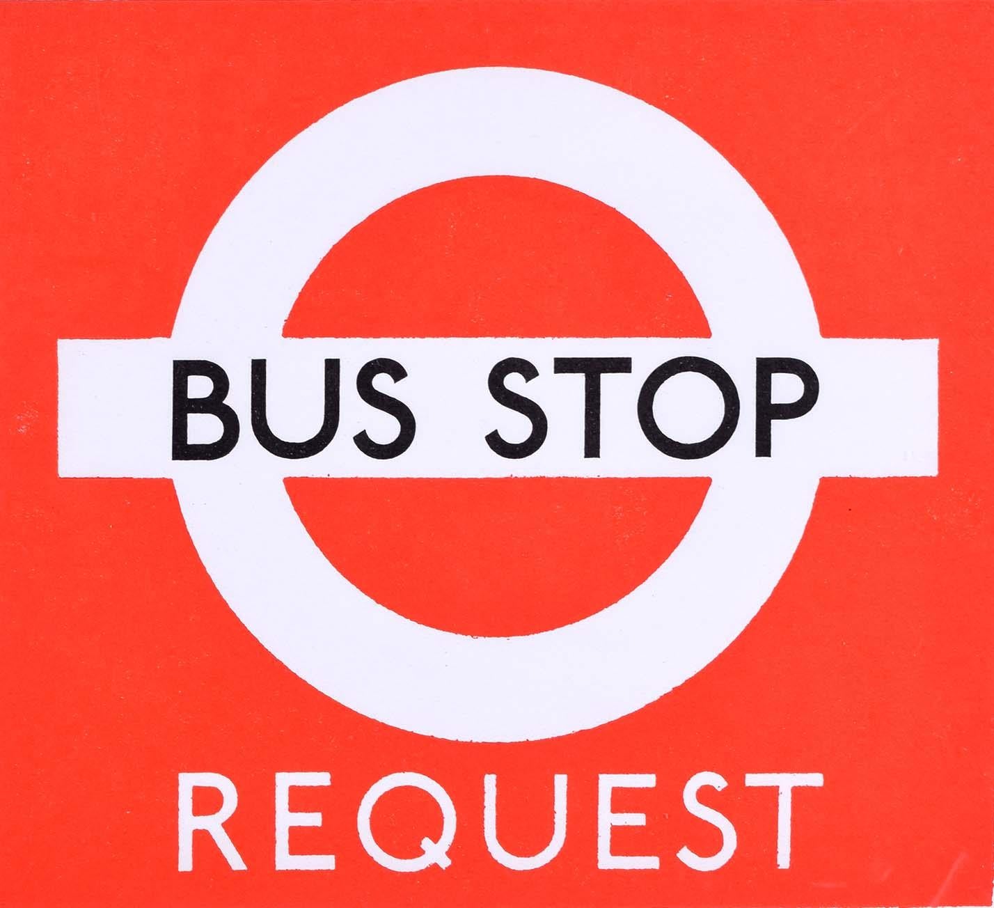 Hans Schleger Zero Interior Print - Hans Schleger 'Zero' London Transport Bus Stop Request c. 1970 Original Poster