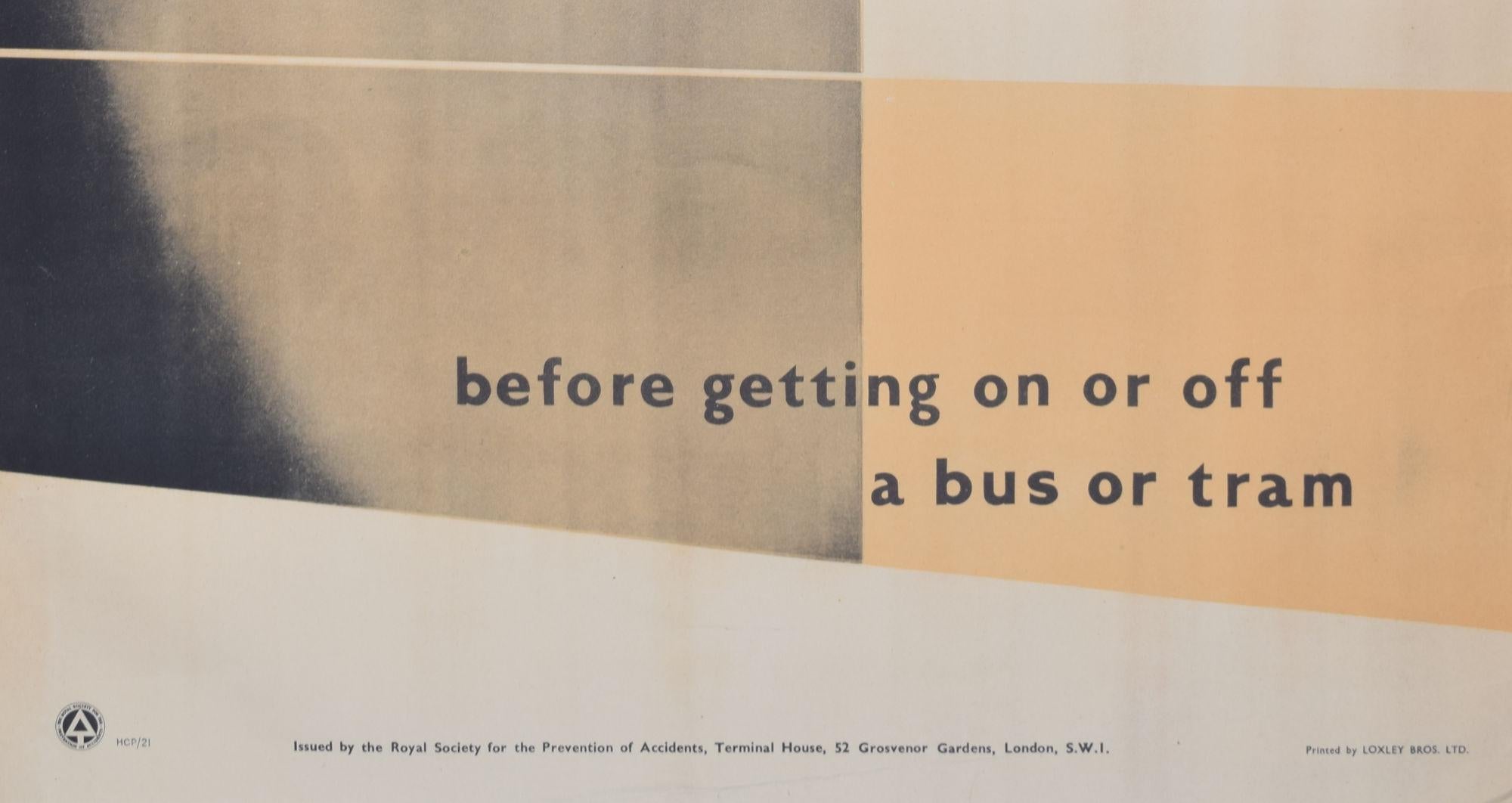 Wait till it stops before getting on or off a bus or tram original Zero poster For Sale 3