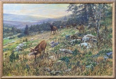 Schmidt Hans, Hambourg 1859 - 1950 Weimar, Peintre allemand, Cerf dans un paysage