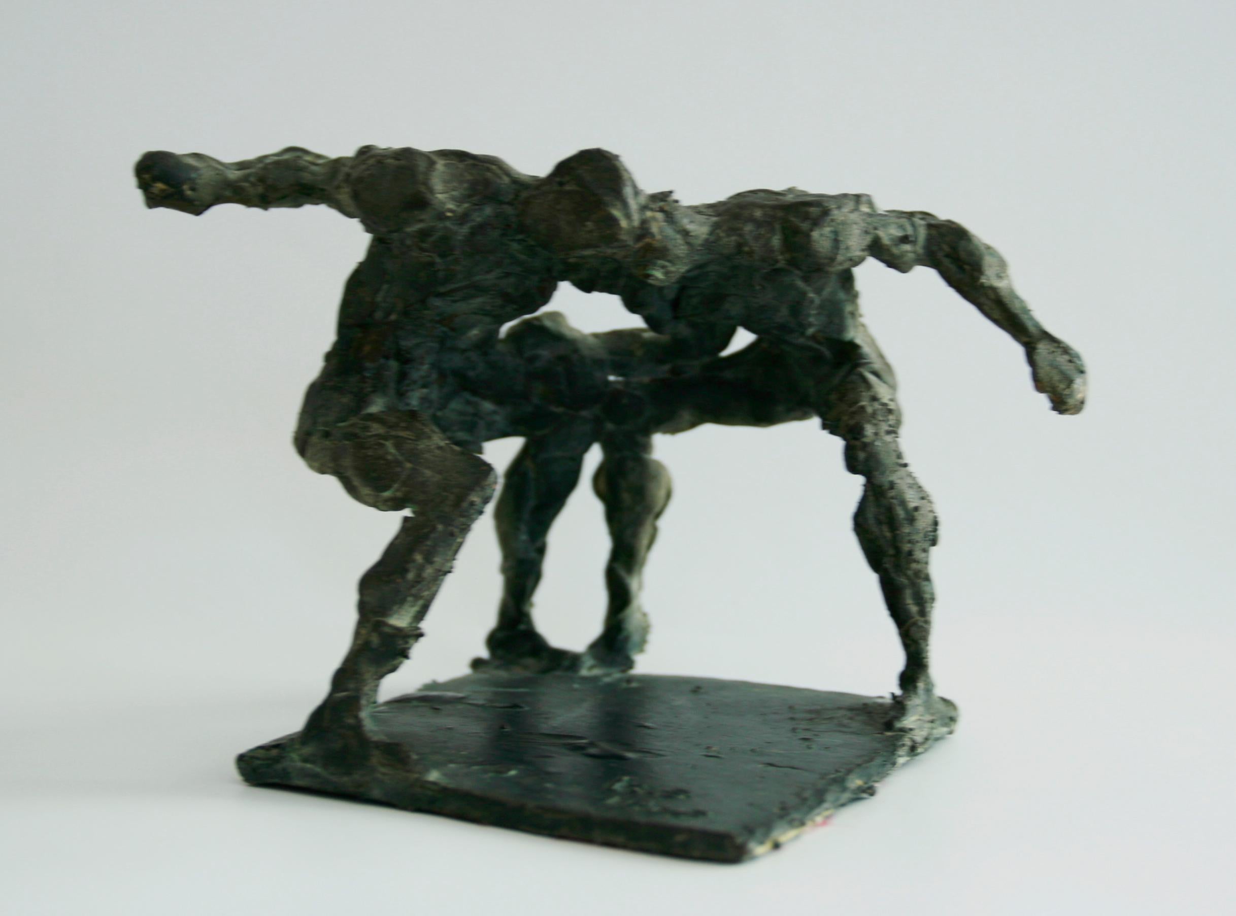 Hans Schröder Figurative Sculpture - Zwei Boxer (Two Boxers) - Sculpture, Bronze, 1960's, Sportsmen, Moving Figures