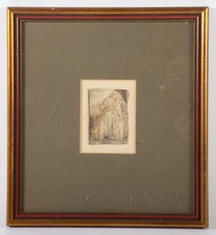 Engraving 'Virgin and child with parrot' by Beham Barthel, 16th century
