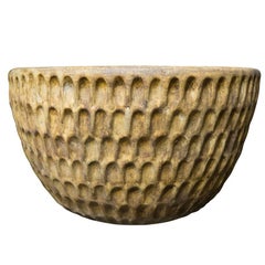 Hans Sumpf Molded Thumb Pot with Ochre Finish, circa 1980