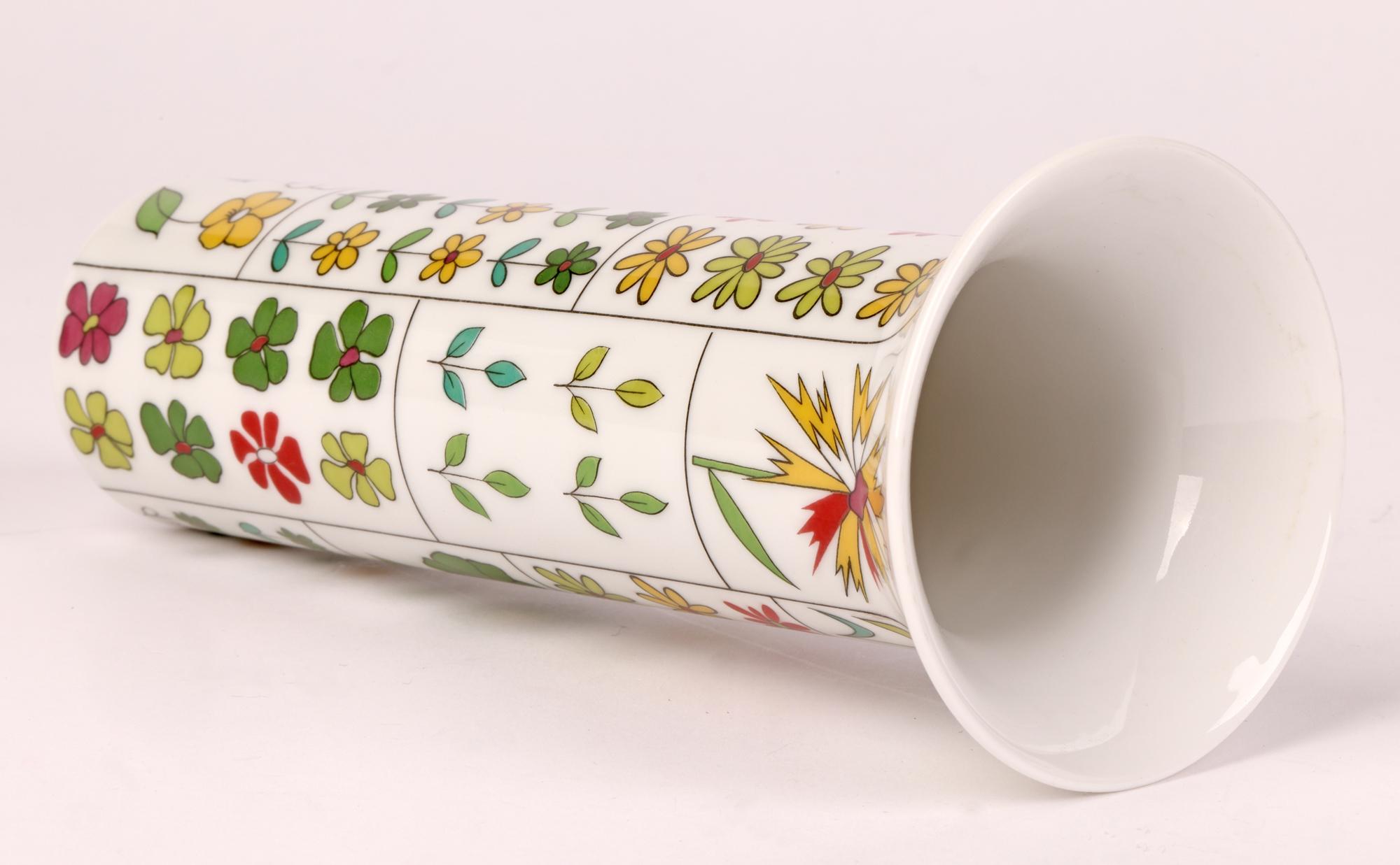 German Hans Theo Baumann for Rosenthal Berlin Floral Design Porcelain Vase 