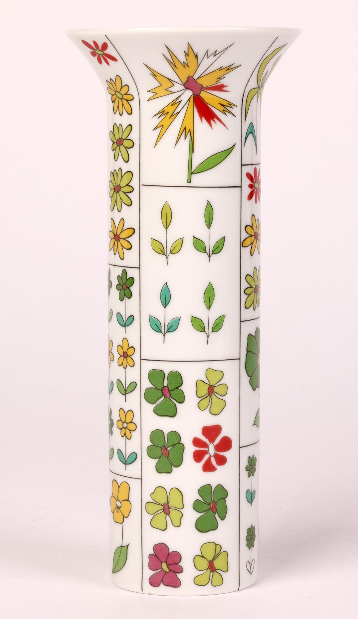 Glazed Hans Theo Baumann for Rosenthal Berlin Floral Design Porcelain Vase 