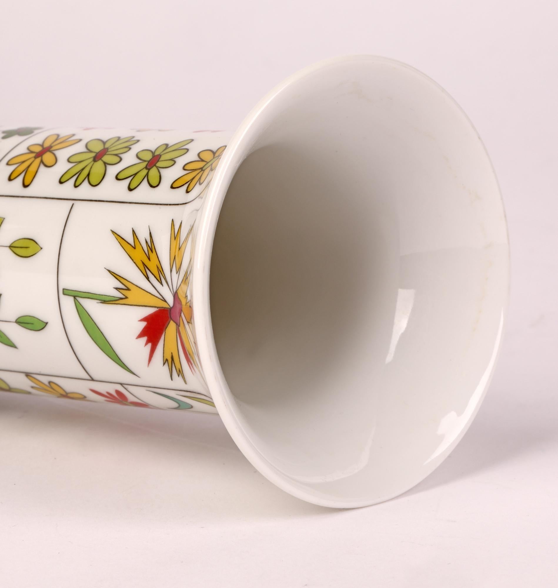 Late 20th Century Hans Theo Baumann for Rosenthal Berlin Floral Design Porcelain Vase 