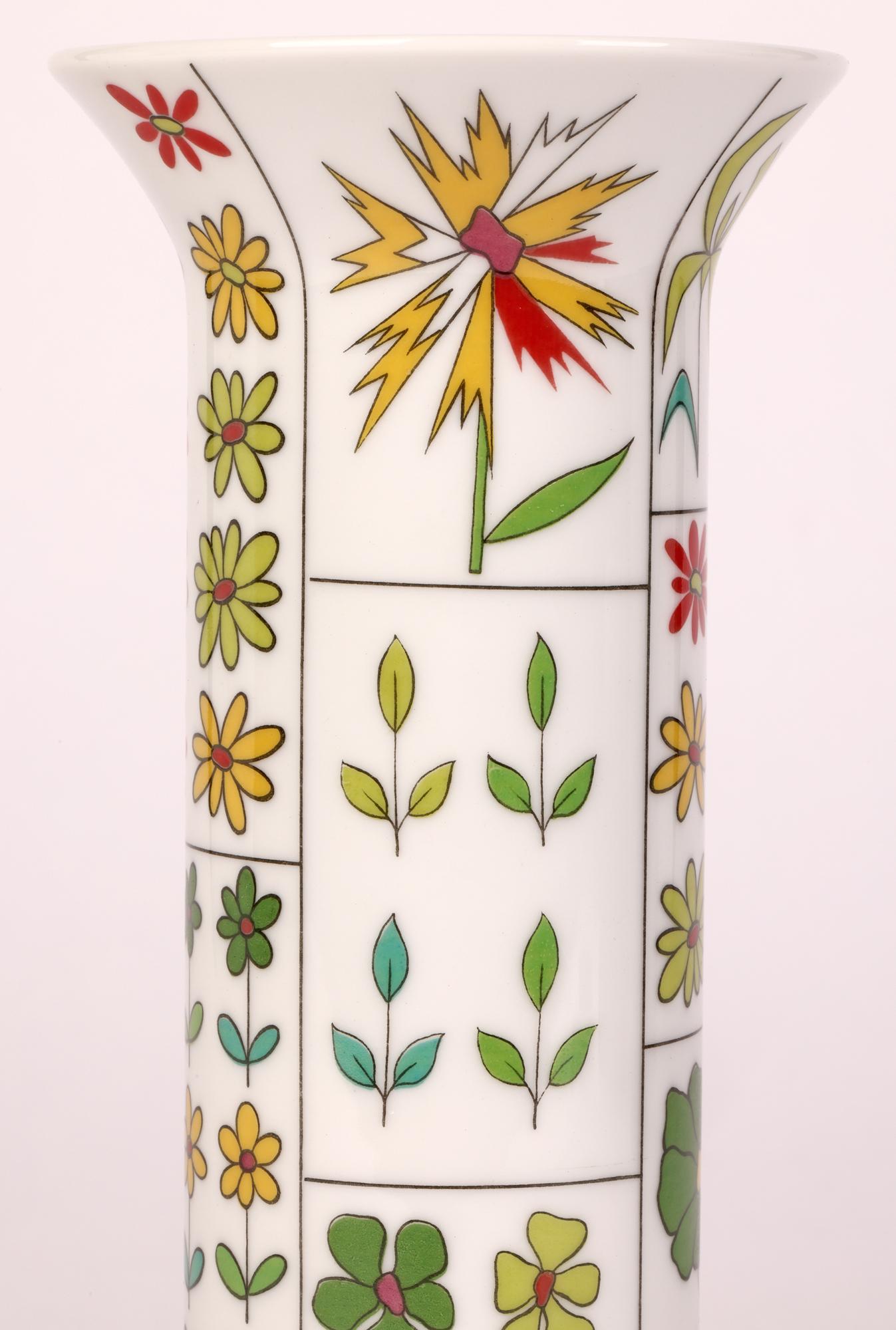 Hans Theo Baumann for Rosenthal Berlin Floral Design Porcelain Vase  1
