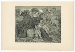 "Rest during the Flight into Egypt" original lithograph