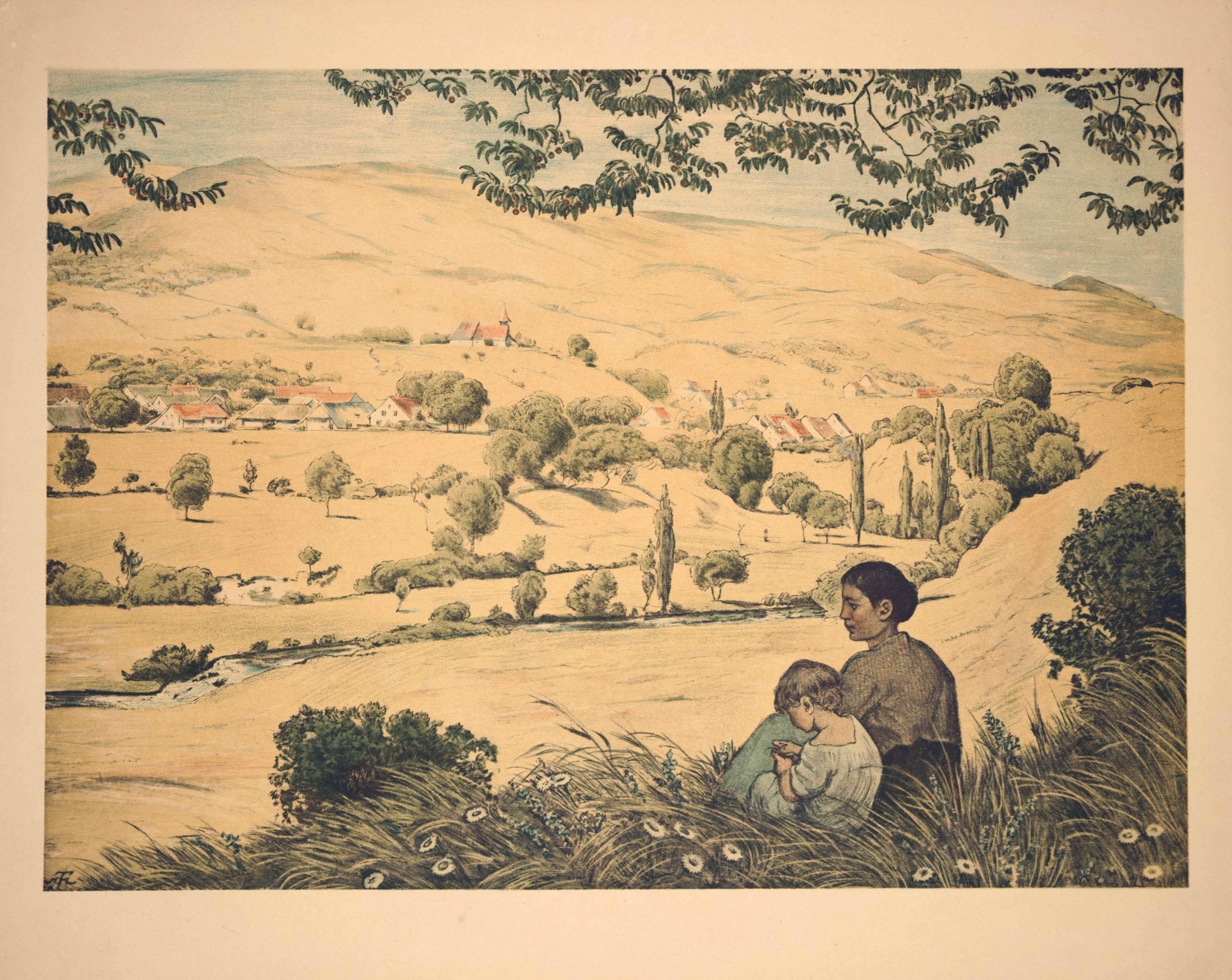 'Paysage d'été du sud de l'Allemagne / - The profile of the landscape -' (en anglais) - Réalisme Print par Hans Thoma