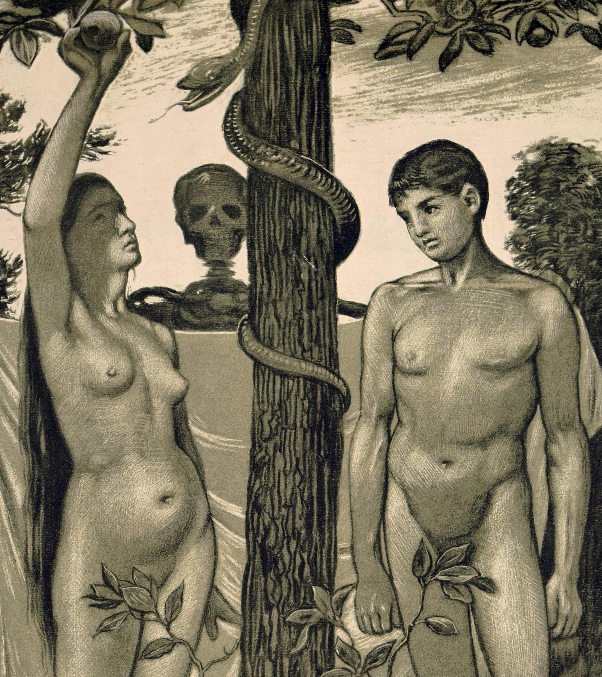 Adam and Eve / - United in Death - - Print by Hans Thoma