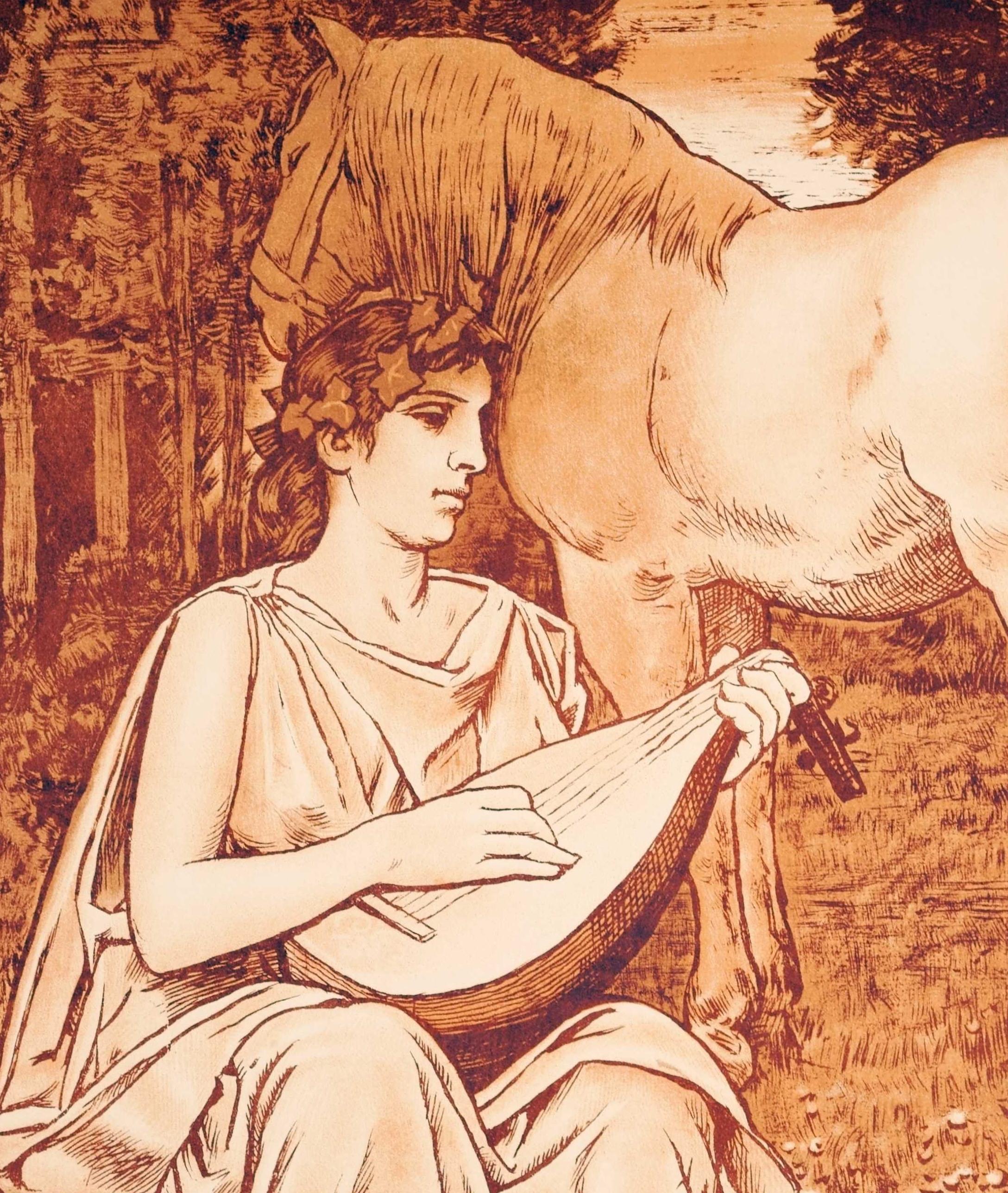 Muse / dans le domaine des muses - Print de Hans Thoma