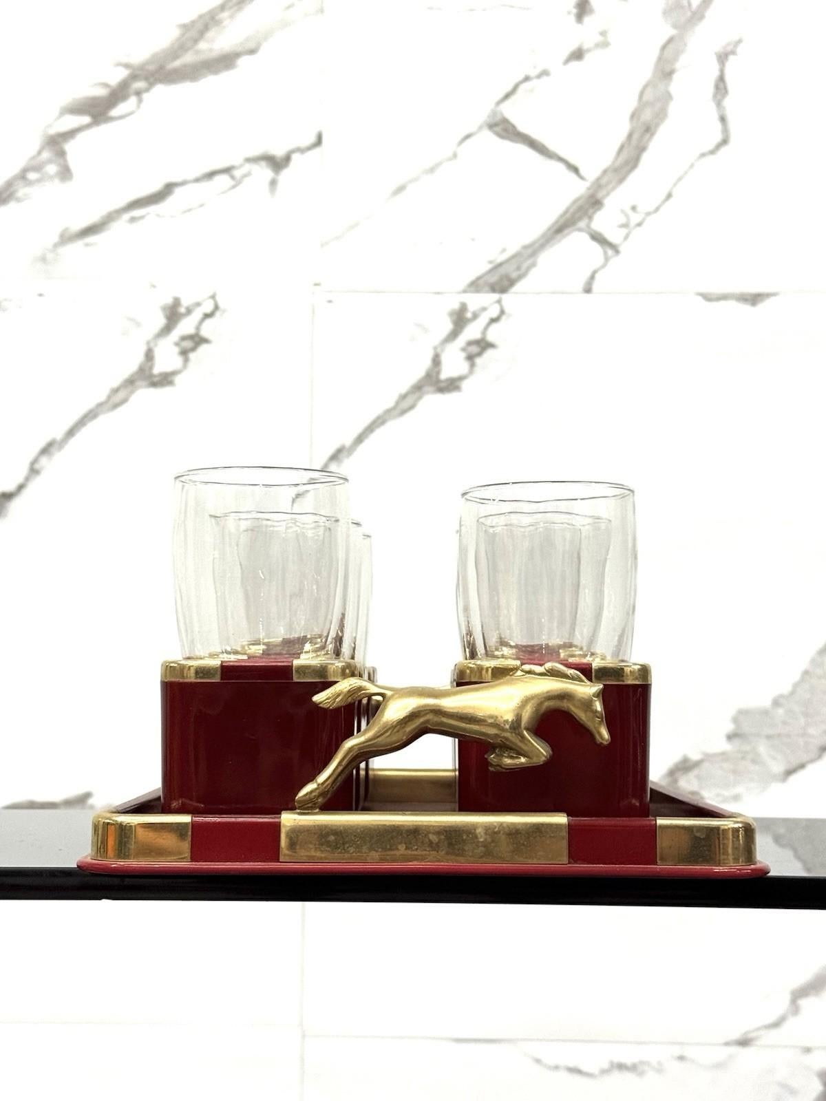 French Hans Turnwald Set Bicchieri E Vassoio Hollywood Regency Design 1970’s in vendita