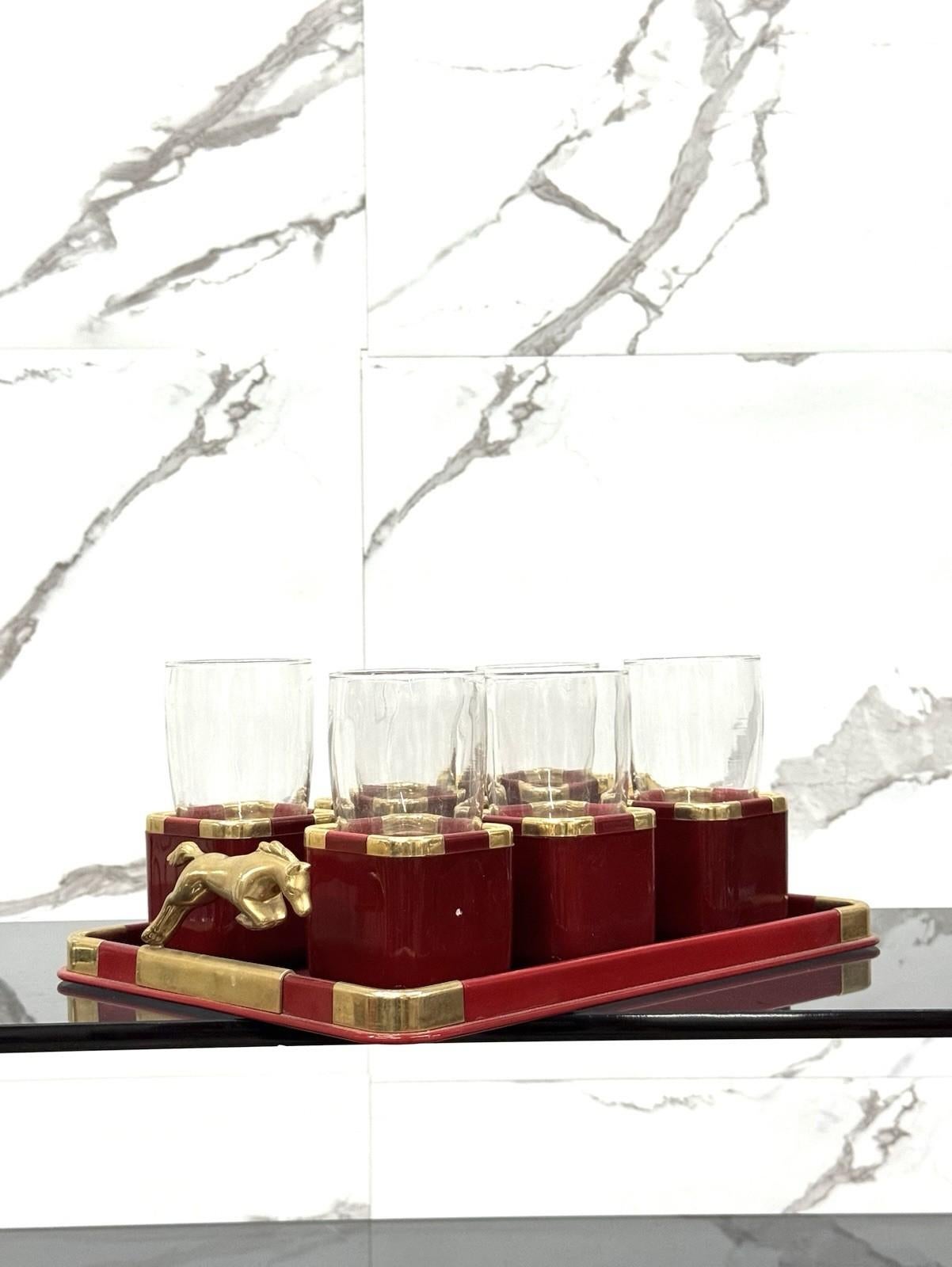 Hans Turnwald Set Bicchieri E Vassoio Hollywood Regency Design 1970’s In condizioni ottime in vendita a Taranto, IT