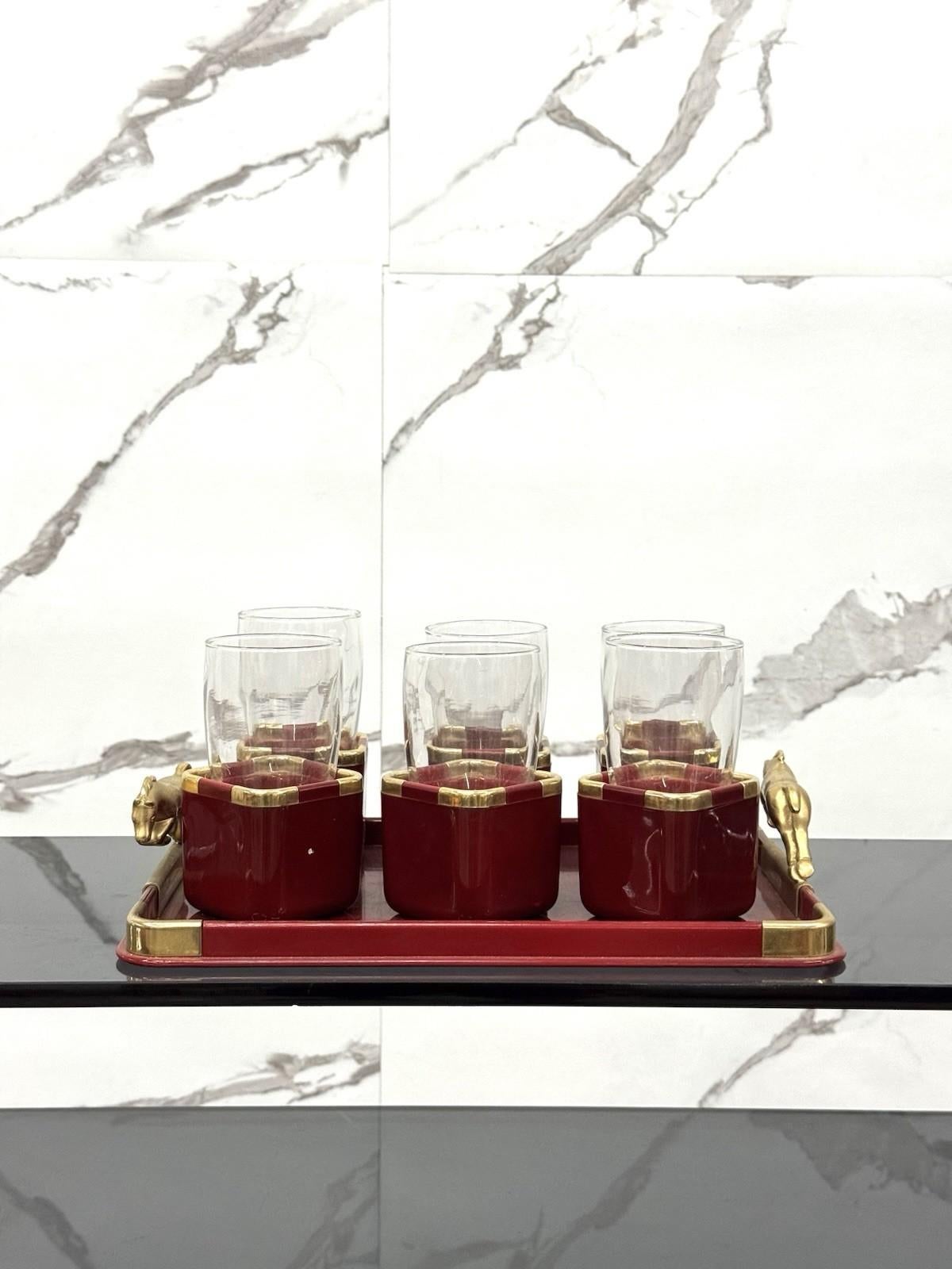 Late 20th Century Hans Turnwald Set Bicchieri E Vassoio Hollywood Regency Design 1970’s in vendita