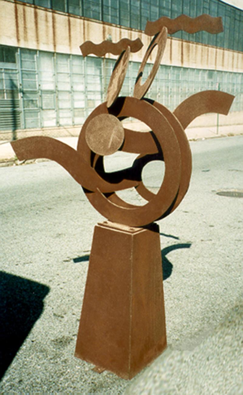 Waves and Circles, große Stahlskulptur für den Außen- und Innenbereich – Sculpture von Hans Van de Bovenkamp