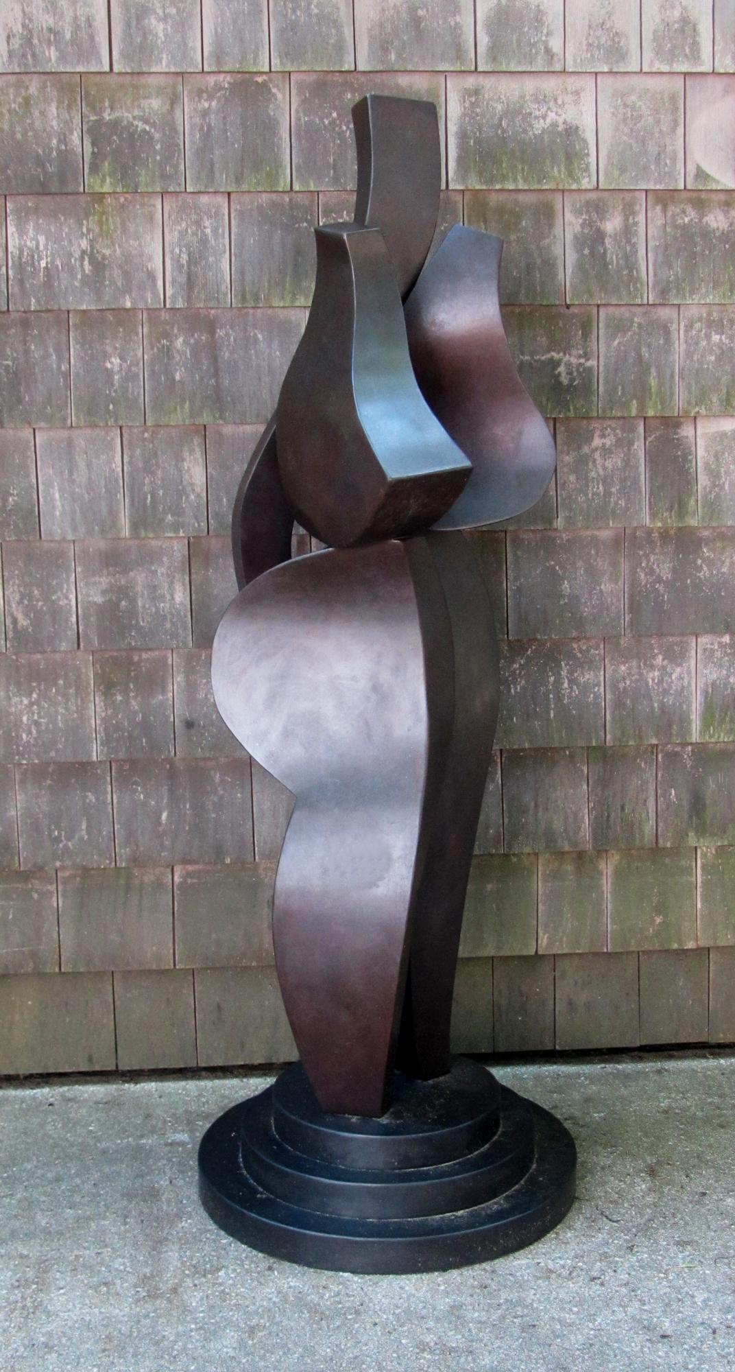 Abstract Sculpture Hans Van de Bovenkamp - Sculpture abstraite «ndrogyne » en bronze 