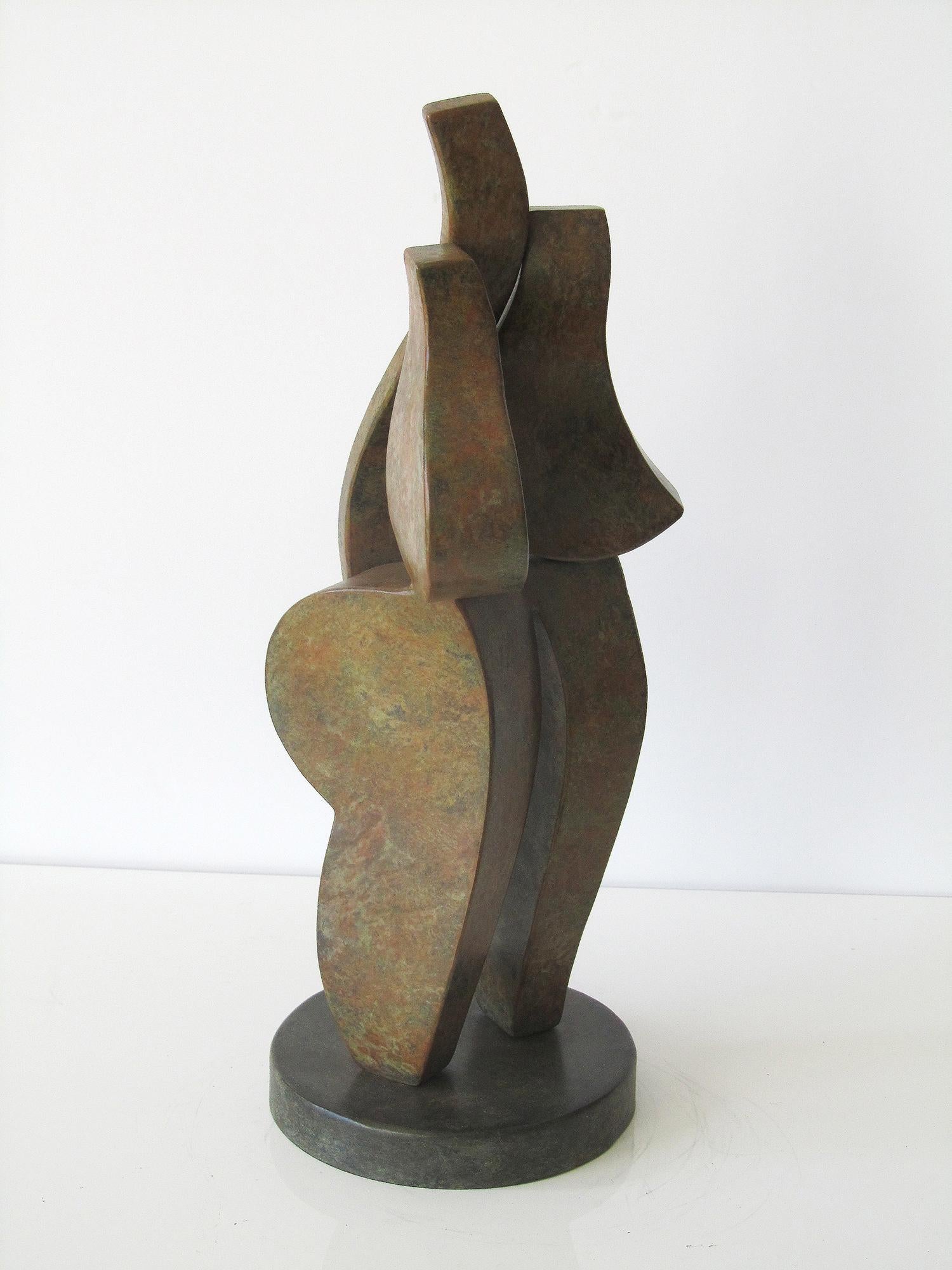 Hans Van de Bovenkamp Abstract Sculpture - "Androgynous Nano" small bronze sculpture 