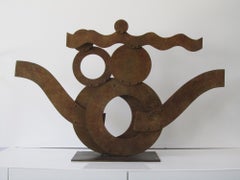 "Circles and Waves" abstract bronze sculpture 