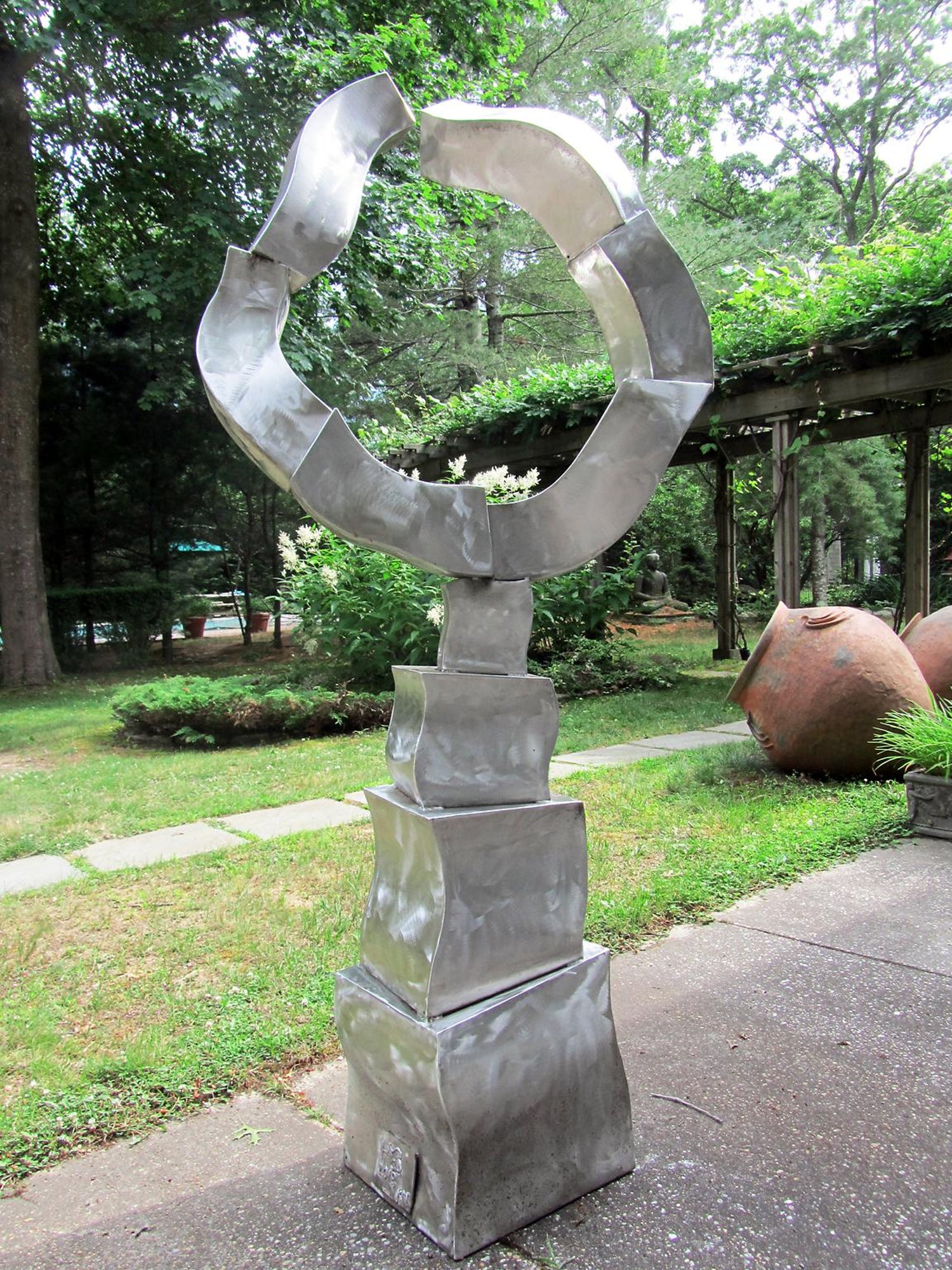 Hans Van de Bovenkamp - "Ethereal Oracle" Abstract, Metal Sculpture,  Large-Scale, Outdoors, Silver For Sale at 1stDibs