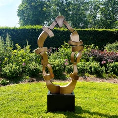 "Golden Oracle" Abstract, Bronze Metal Sculpture, Large-Scale, Outdoors