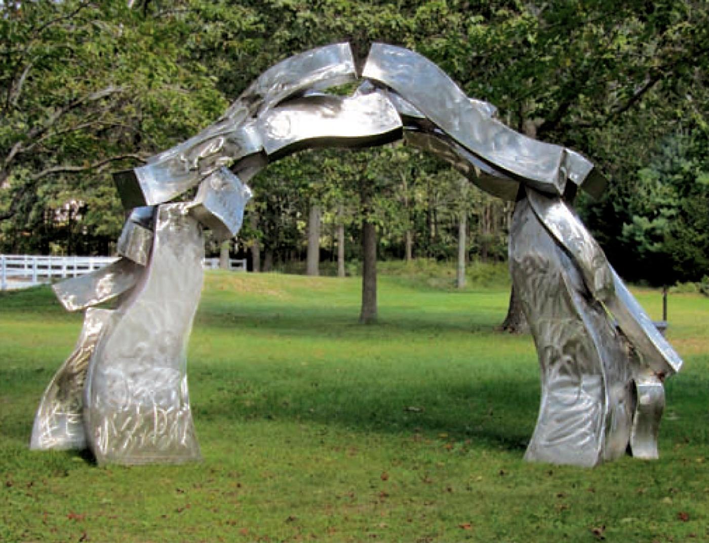 „Sagg Portal #9“ Abstrakte Stahl-Metall-Skulptur, großformatig, Außenbereich – Sculpture von Hans Van de Bovenkamp