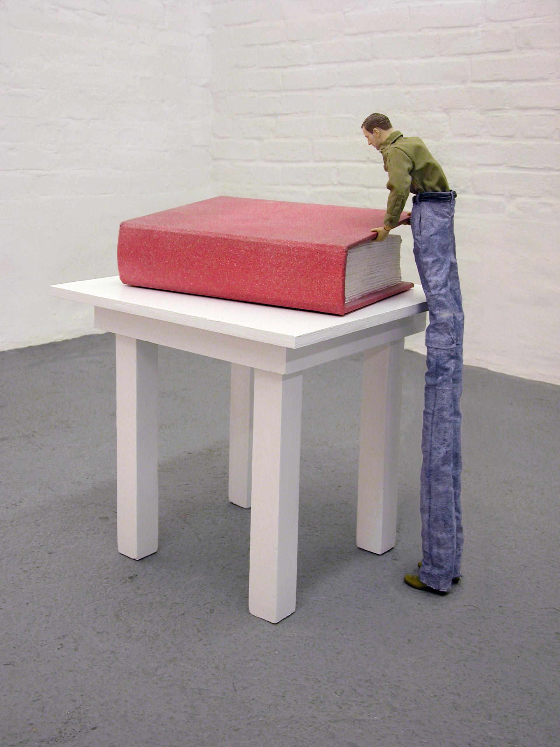 Serge Bernier Reading, mixed media sculpture - Sculpture by Hans Van Meeuwen