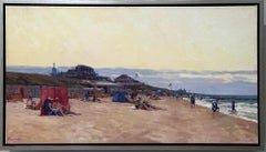 People enjoying the Beach - 21st Century Beach painting of Domburg