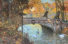 Swans in the Park, Hans Volcker, Pyrzyce, Poland 1865 – 1944 Wiesbaden, Germany