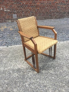 Hans Vollmer, für Prag-Rudniker, Sessel aus Eiche und Seil, um 1900-1920