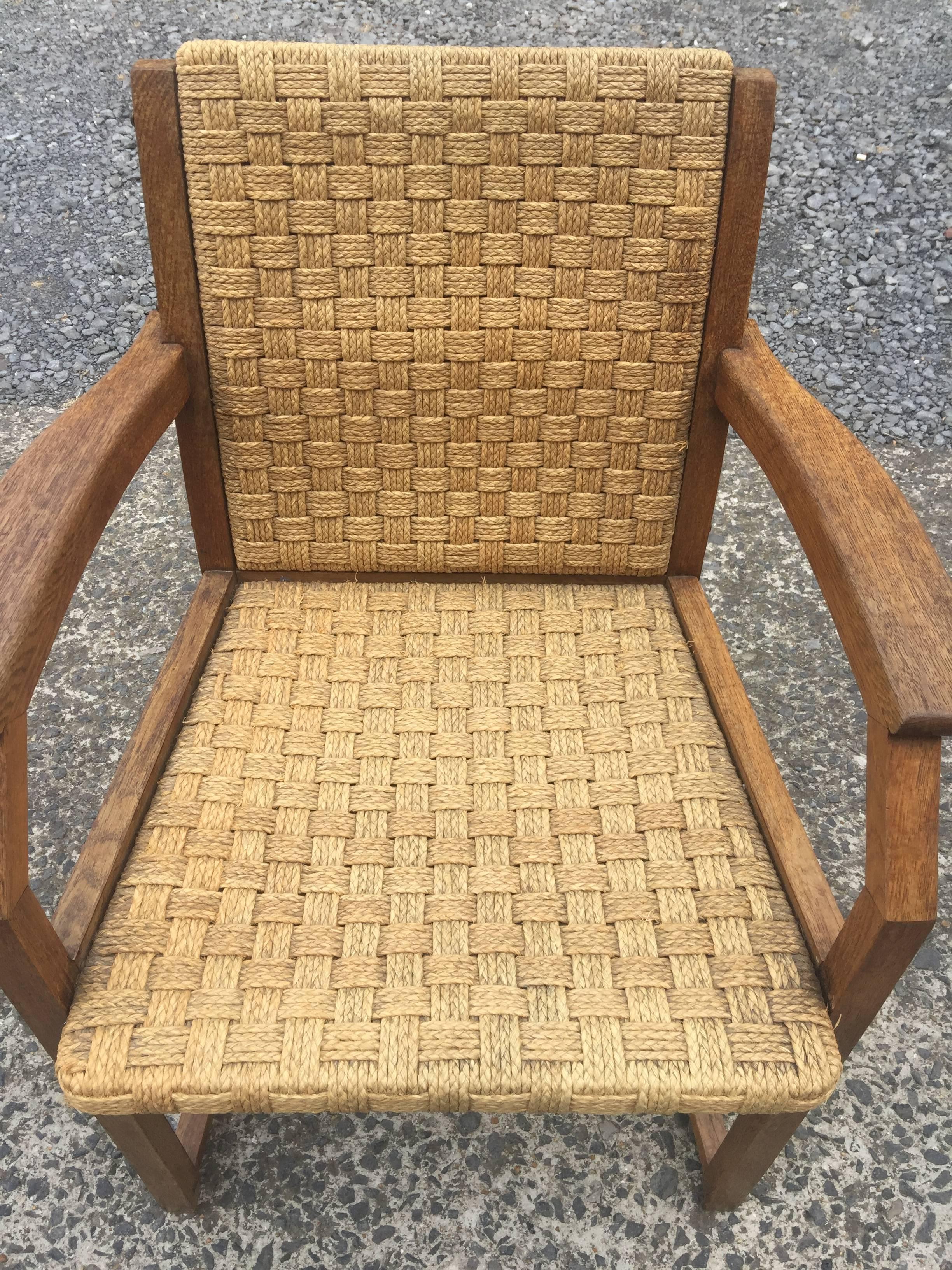 Hans Vollmer, for Prag-Rudniker, Armchair in Oak and Rope, circa 1900-1920 For Sale 1
