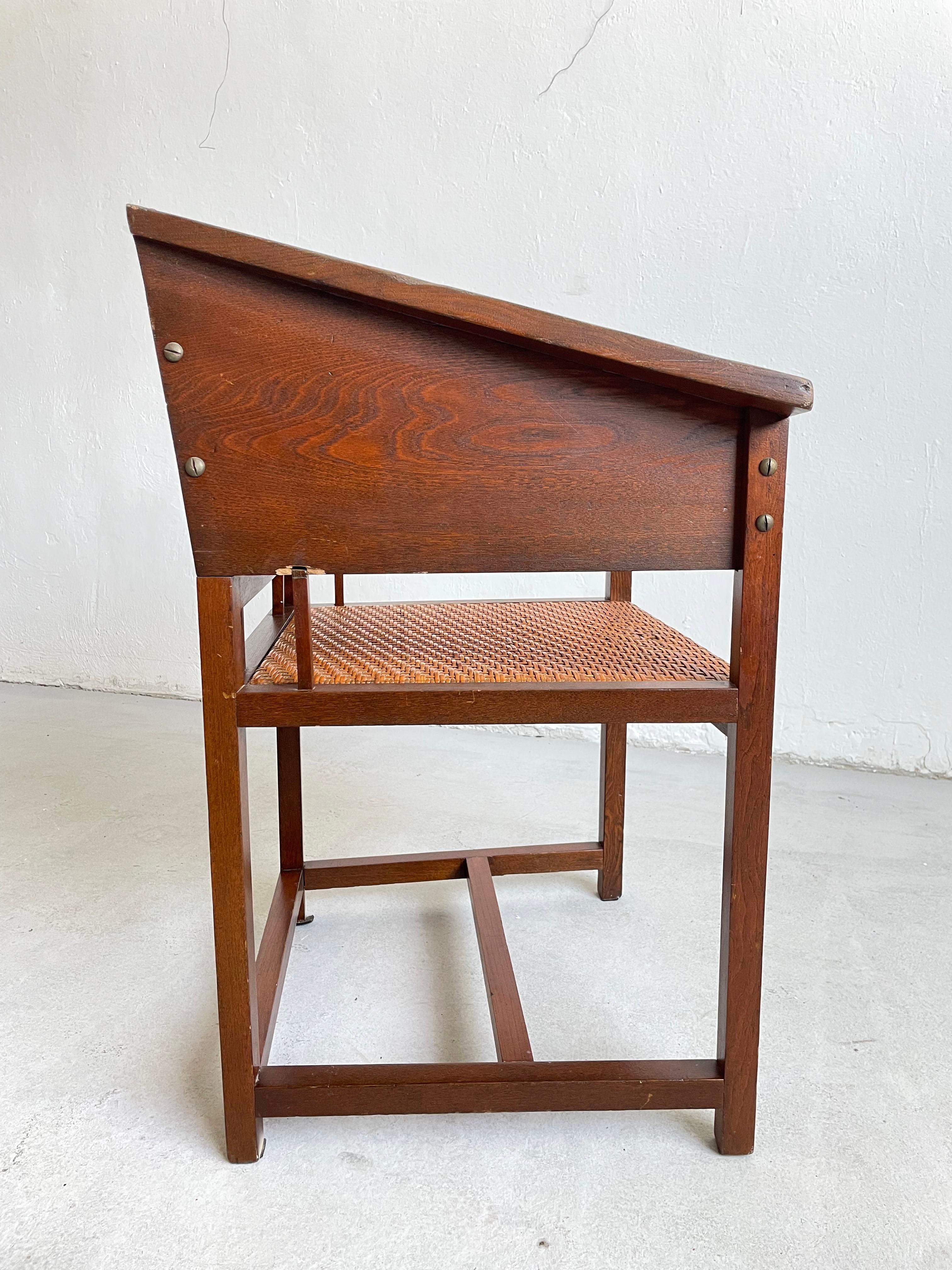 Hans Vollmer & Prag-Rudniker Silla de mimbre, roble y caña Mod. 464, hacia 1902 Caña en venta