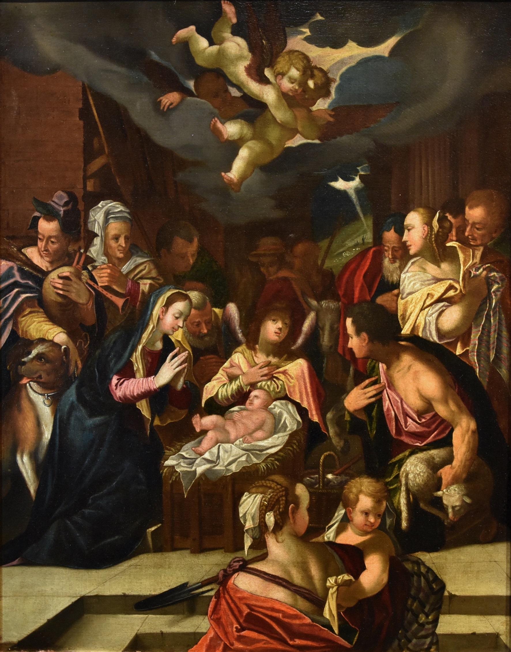  Adoration Shepherds Von Achen Gemälde Öl auf Leinwand 17. Jahrhundert Altmeister Kunst (Alte Meister), Painting, von Hans Von Achen (cologne 1552 - Prague 1615) 