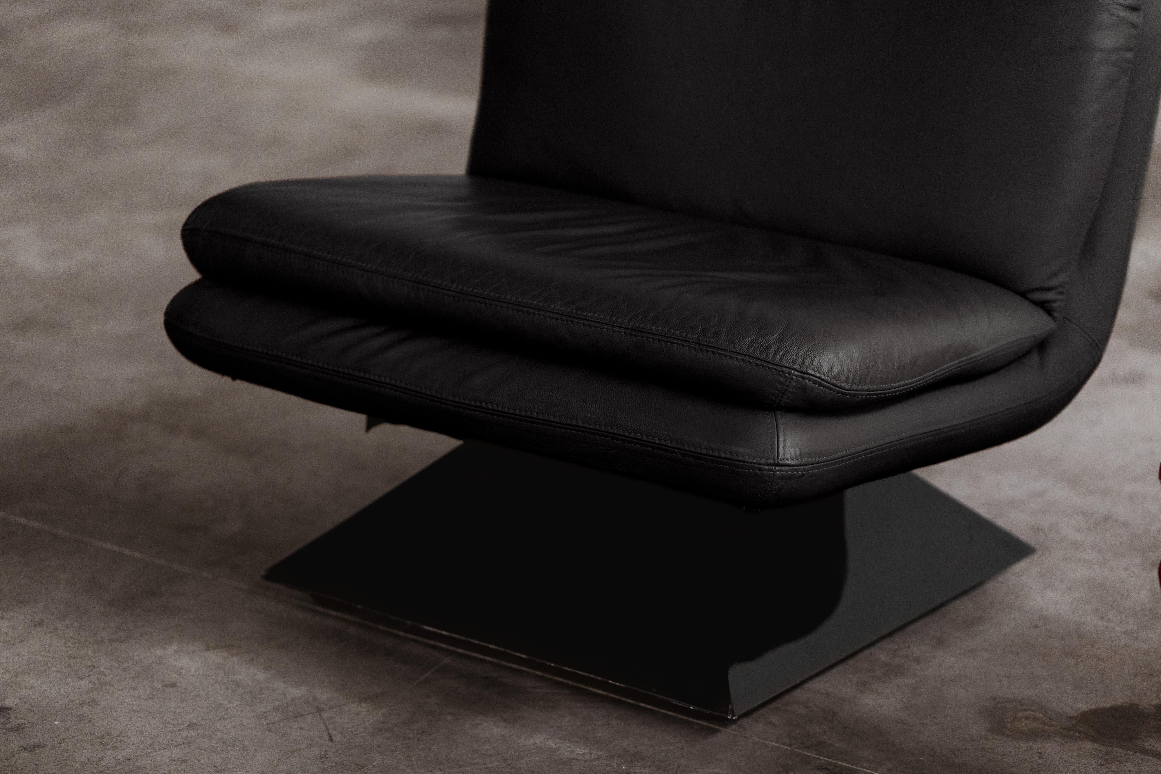 Mid-Century Modern Fauteuil Hans Von Klier pour Giuseppe Rossi di Albizzate, cuir noir, 1970 en vente