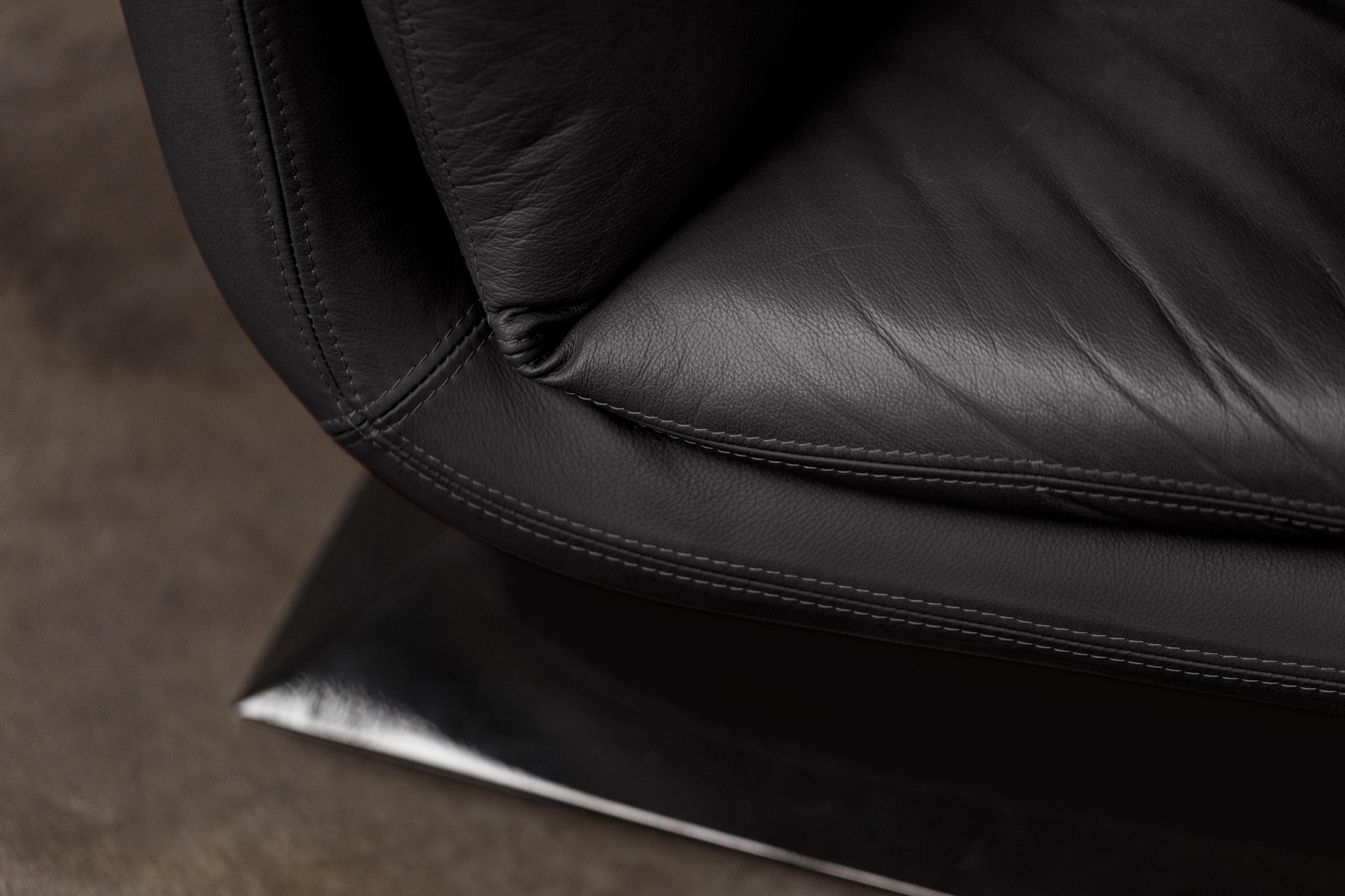 Fauteuil Hans Von Klier pour Giuseppe Rossi di Albizzate, cuir noir, 1970 en vente 2