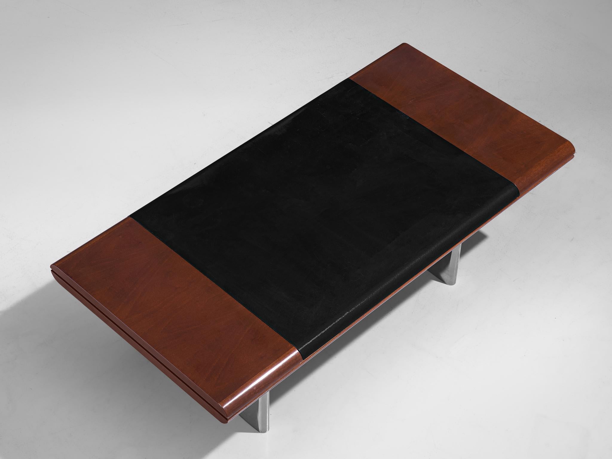 Hans Von Klier Executive Desk in Mahogany and Steel 4