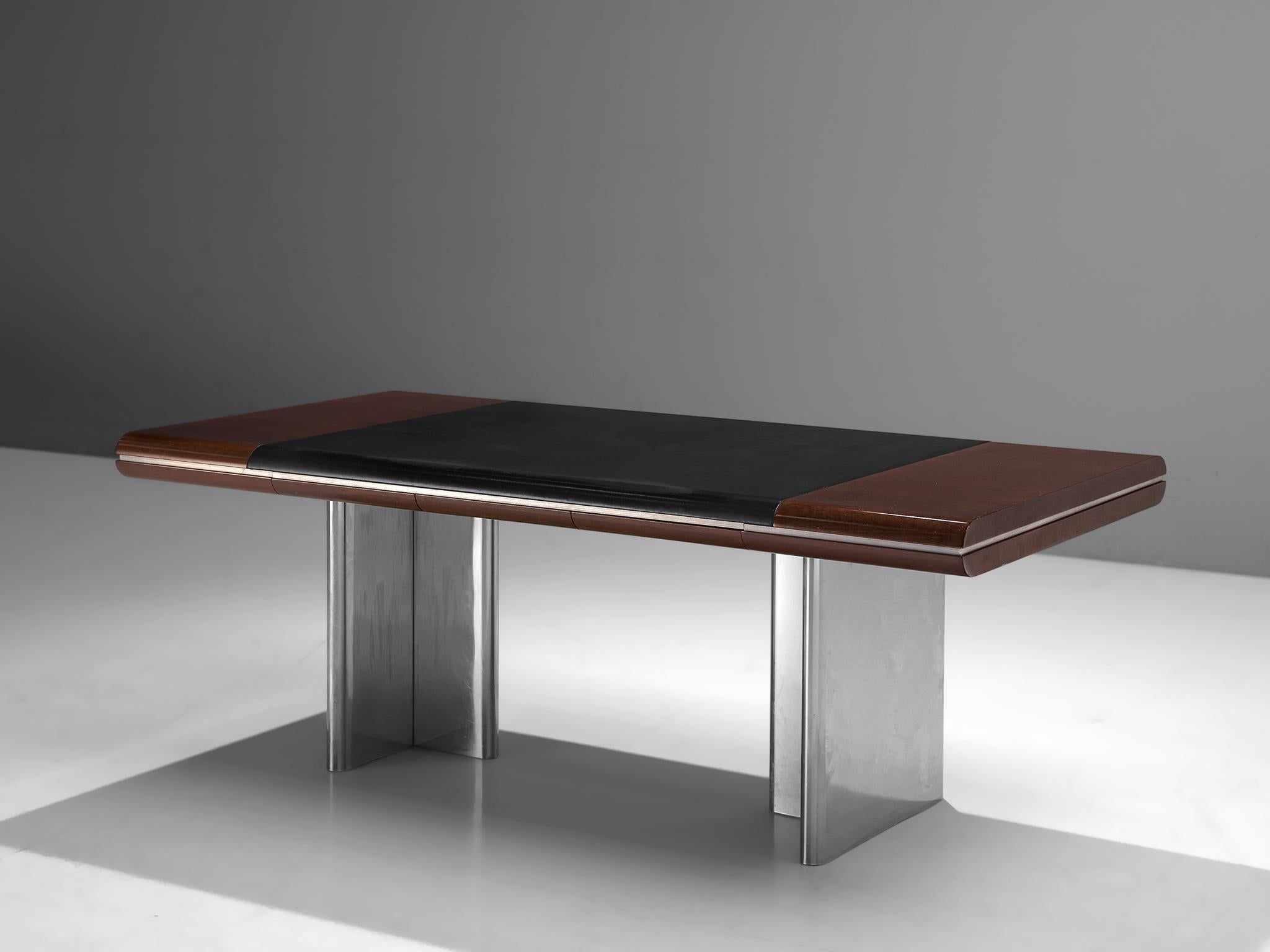 Mid-Century Modern Hans Von Klier Executive Desk in Mahogany and Steel