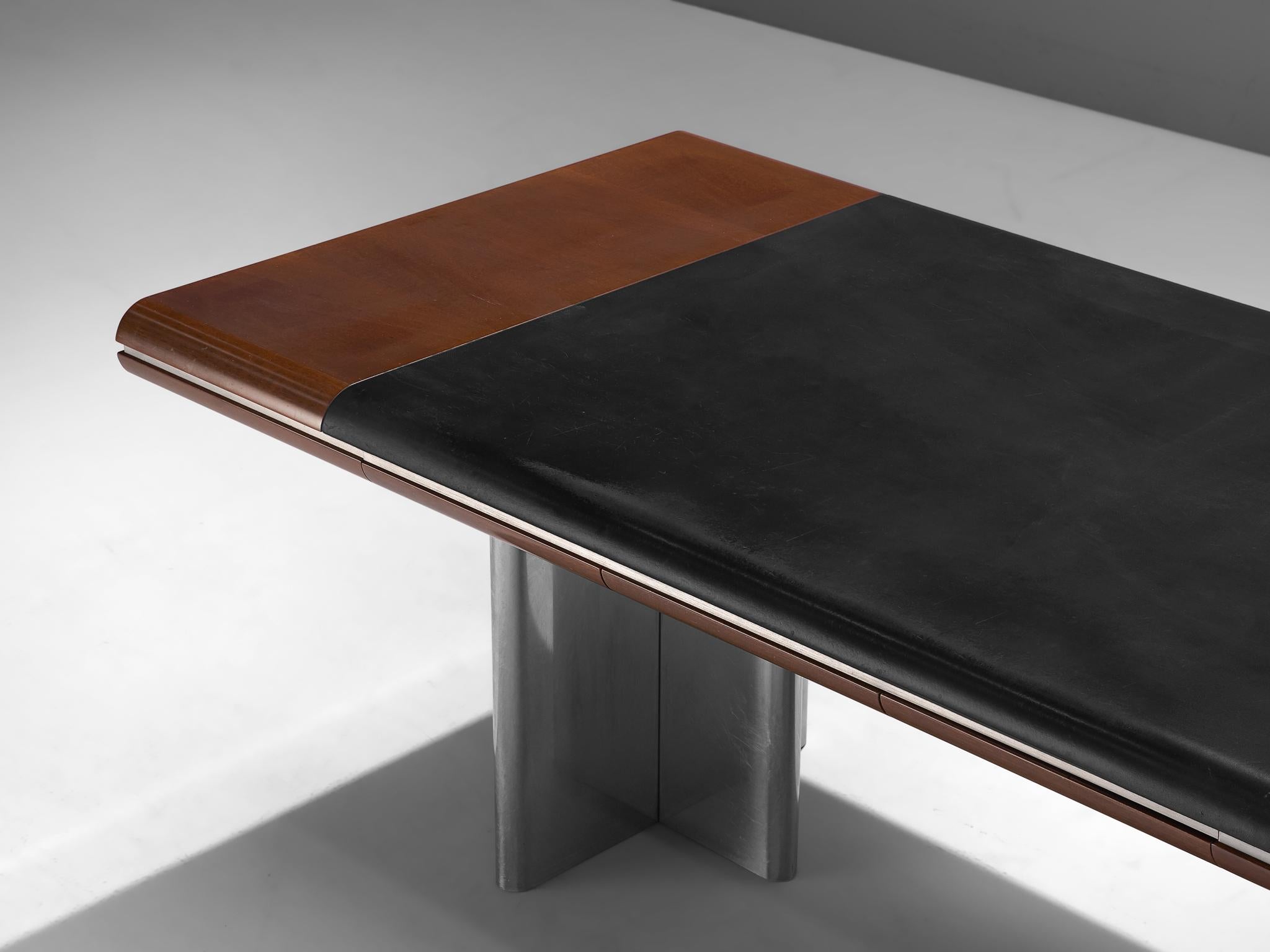 Late 20th Century Hans Von Klier Executive Desk in Mahogany and Steel