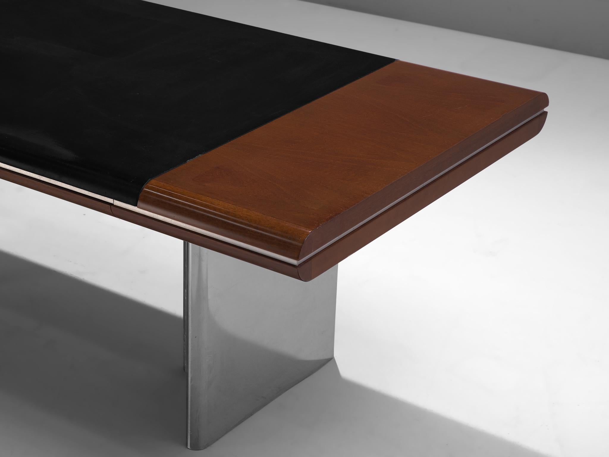 Leather Hans Von Klier Executive Desk in Mahogany and Steel