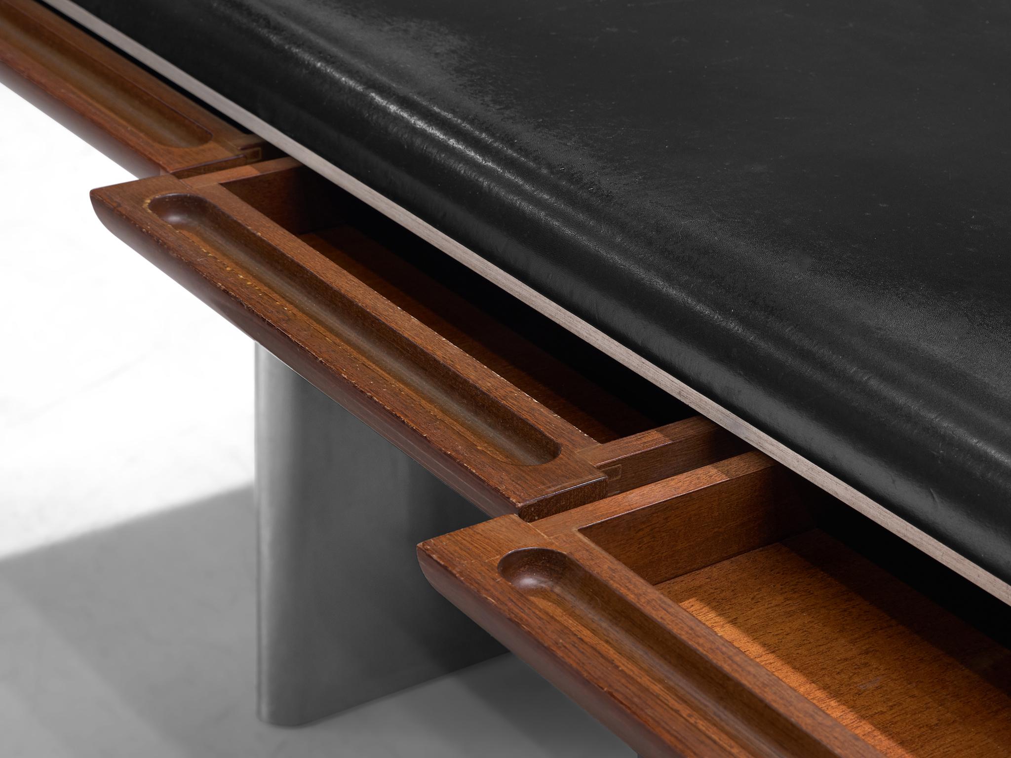 Hans Von Klier Executive Desk in Mahogany and Steel 2