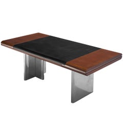 Hans Von Klier Executive Desk in Mahogany and Steel