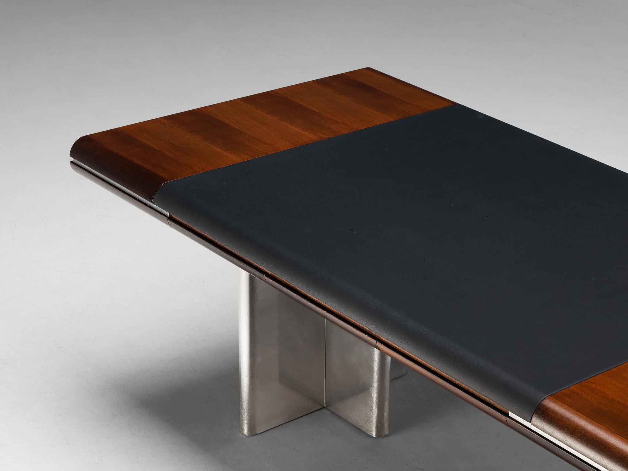 Hans Von Klier for Skipper Executive Desk in Mahogany Leather and Steel 1