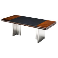 Hans Von Klier for Skipper Executive Desk in Mahogany Leather and Steel