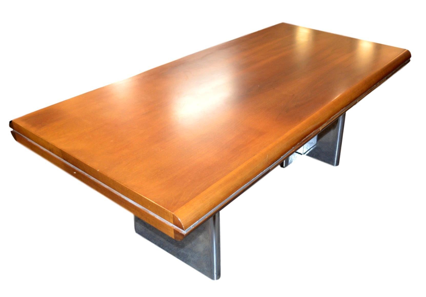 Hans Von Klier Walnut and Chrome Desk 1