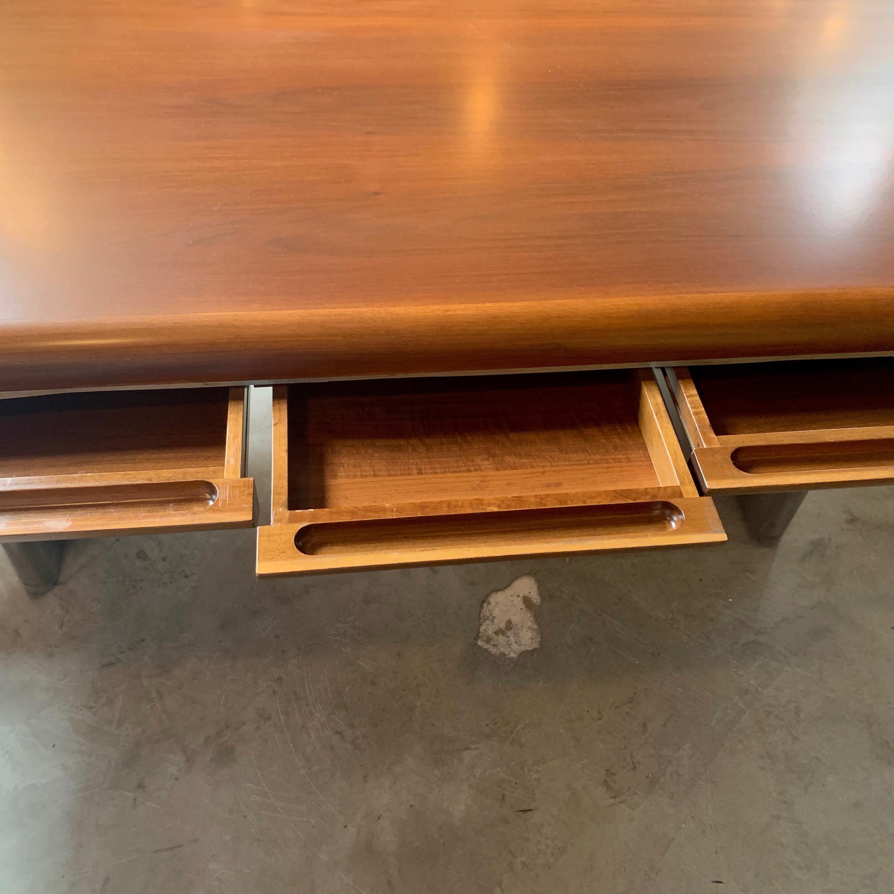 Hans Von Klier Walnut and Chrome Desk 2