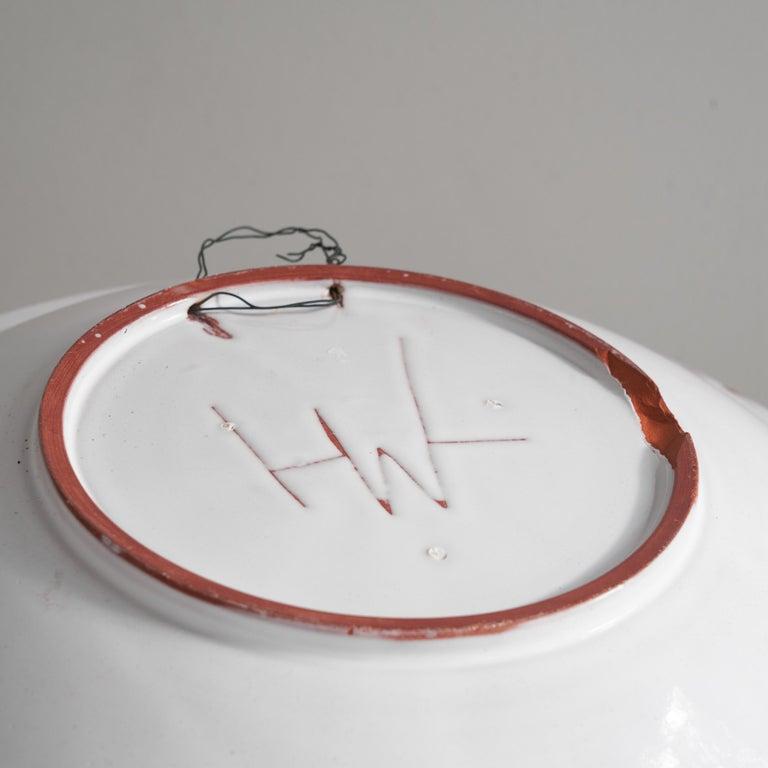 Hans Wagner Large Decorative Mid Century Studio Pottery Dish, 1950s In Good Condition For Sale In Meer, VAN