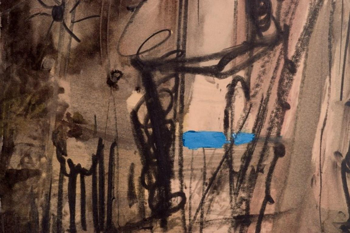 Milieu du XXe siècle Hans Walter Sundberg, artiste suédois. Techniques mixtes sur panneau. Composition abstraite en vente