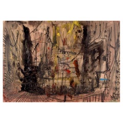 Hans Walter Sundberg, Swedish artist. Mixed media on panel. Abstract composition