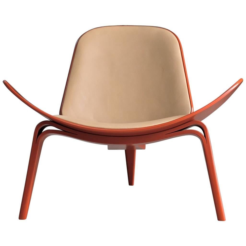 Hans Wegner Style Shell Chair Replica Leder Schwarz Akzent Stuhl Rosenholz 