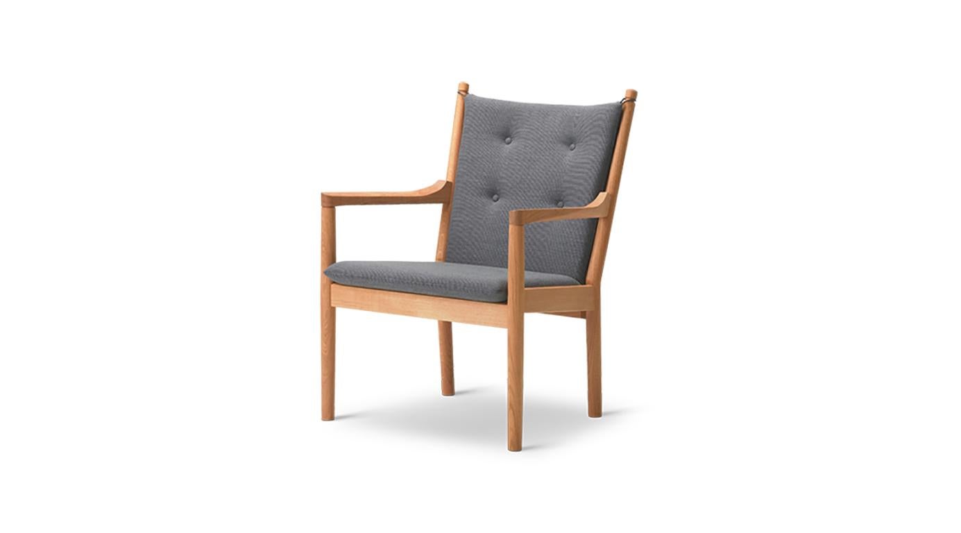 Danish Hans Wegner 1788 Easy Chair, Soaped Oak and Fabric For Sale